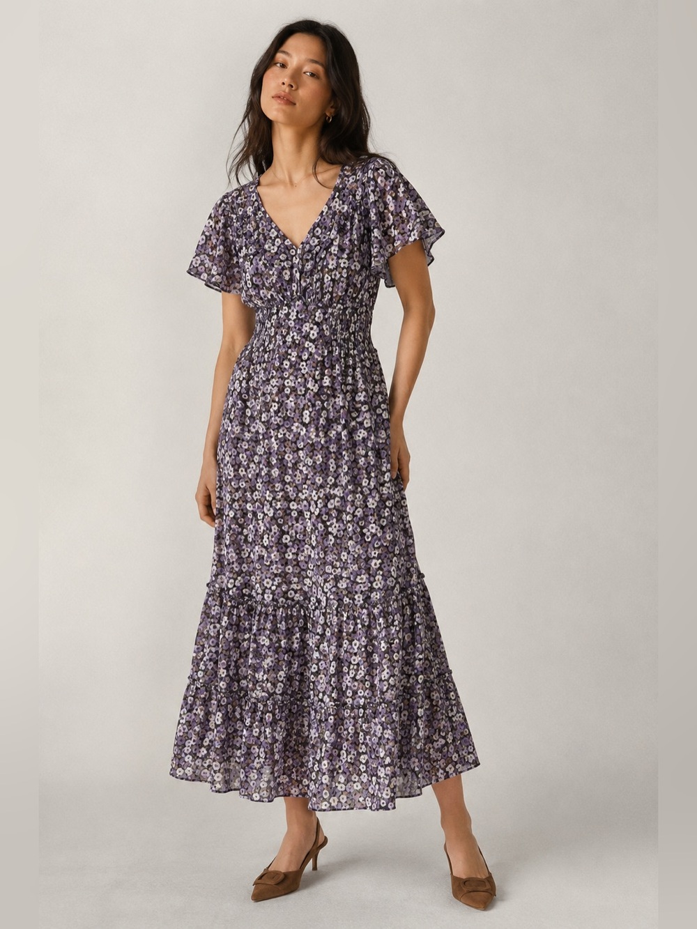 Ricki’s Floral V-Neck Maxi Dress Size S